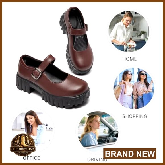 Platform Mary Janes Oxfords Chunky Heel Ankle Strap Dress Shoes True Size - Picture 3 of 6